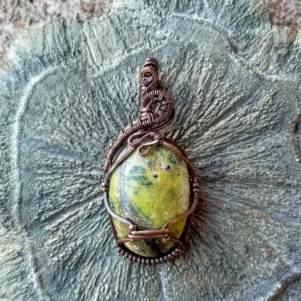 Atlantisite Wire Wrapped Pendant